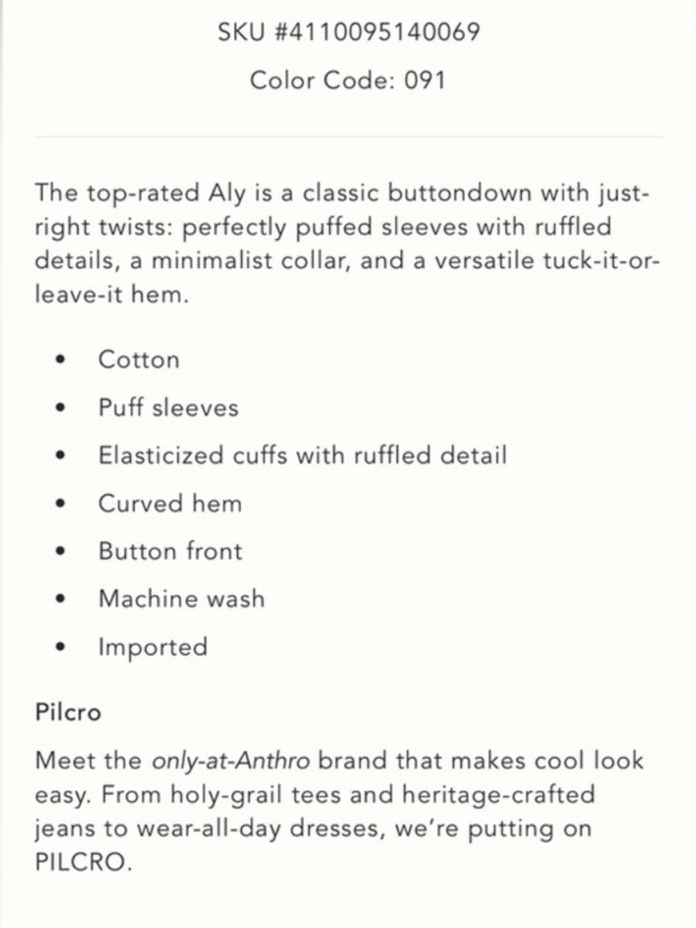 Anthropologie Puff Sleeve Pilcro Blouse - Picture 5 of 5